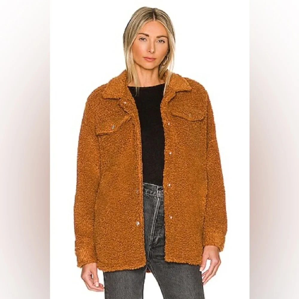 Blank NYC Teddy Sherpa Shirt Jacket Cinnamon Stick Brown M - Picture 12 of 12